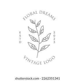 Wedding logo. Minimalistic  floral  frames. Elegant herbs or blossoms. Vector botanical, botanic badge