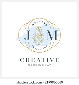 Logotipo de boda monograma J y M ( Nombre inicial )