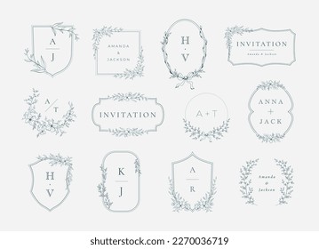 wedding logo monogram vintage frame