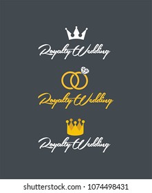 Wedding Logo Of The Royal Wedding. Logo In The Form Of A Crown And Wedding Rings And Text: Royal Wedding.