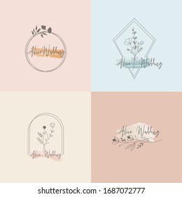 Wedding Logo Set template, Hand drawing 