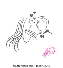wedding logo vector design shilhoutte of bride in love marriage icon design template illustrations
