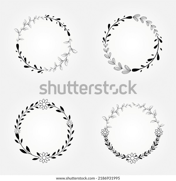 Wedding logo vector template.\
Botanical and floral logo element. Borders and dividers frame\
set.