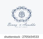 Wedding logo Vintage monogram crest design royal style illustration monogram crest