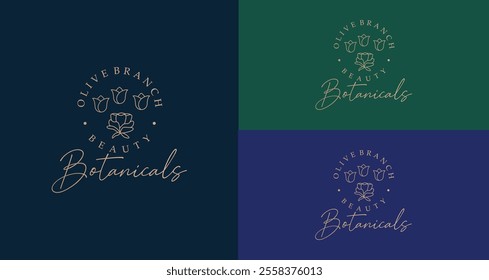 Wedding logos, botanical logo, floral frame for labels, hand drawn elegant, delicate and minimalist monogram collection. Botanical vector design