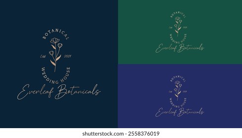 Wedding logos, botanical logo, floral frame for labels, hand drawn elegant, delicate and minimalist monogram collection. Botanical vector design