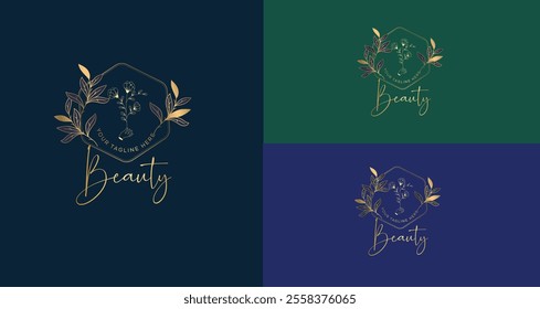Wedding logos, botanical logo, floral frame for labels, hand drawn elegant, delicate and minimalist monogram collection. Botanical vector design