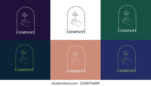 Wedding logos, botanical logo, floral frame for labels, hand drawn elegant, delicate and minimalist monogram collection. Botanical vector design