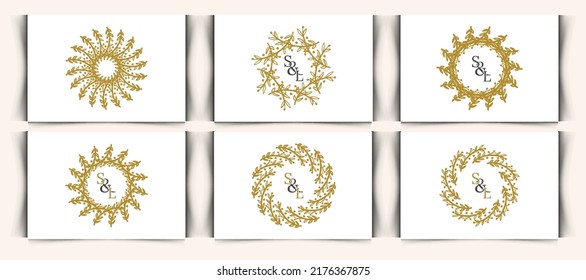 Wedding logos, hand drawn elegant, delicate monogram collection