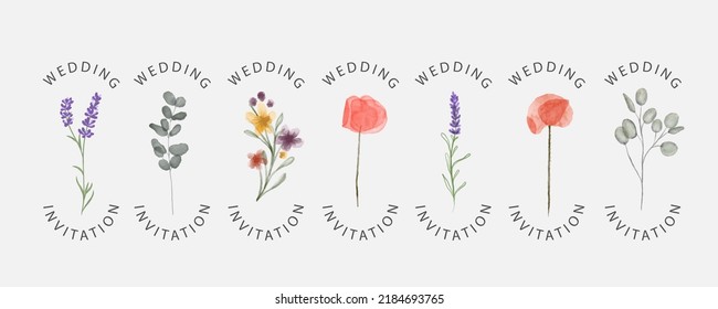 Wedding logos, hand drawn elegant, delicate monogram collection