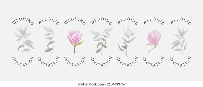 Wedding logos, hand drawn elegant, delicate monogram collection