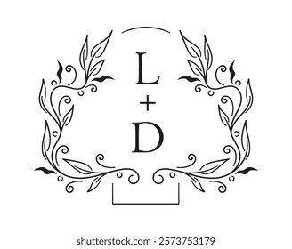 Wedding logotype elegant calligraphic design