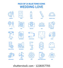 Wedding Love Blue Tone Icon Pack - 25 Icon Sets
