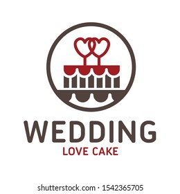 Wedding Love Cake Iconic Logo Illustration