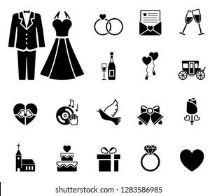 wedding and love icon set