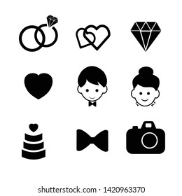 wedding and love icon set - Vector