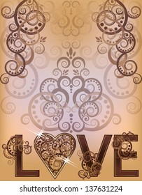 Wedding love invitation card, vector illustration