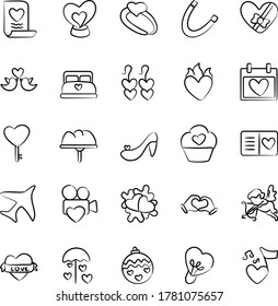 Wedding and Love Line Elements In Doodle Style 