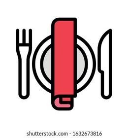 wedding and love related dinner plate with knife vector with editable stroke