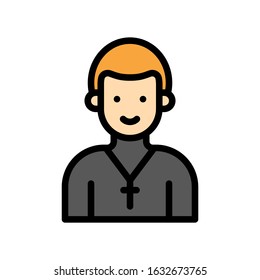 wedding and love related priest with cross vector with editable stroke