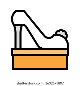 wedding and love related women heel shoe on shoe box vector with editable stroke