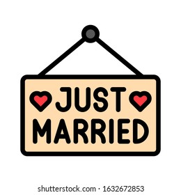 wedding and love related written text on board with heart vector with editable stroke