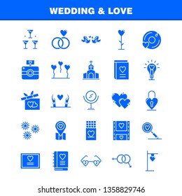 Wedding And Love Solid Glyph Icons Set For Infographics, Mobile UX/UI Kit And Print Design. Include: Bulb, Idea, Love, Heart, Wedding, Movies, Video, Love, Icon Set - Vector