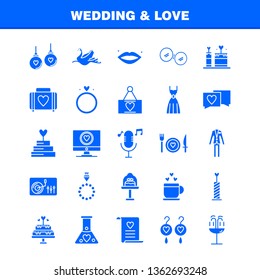 Wedding And Love Solid Glyph Icons Set For Infographics, Mobile UX/UI Kit And Print Design. Include: Cup, Tea, Love, Wedding, Heart, Candle, Light, Love, Icon Set - Vector