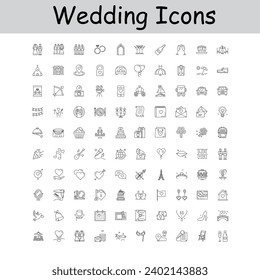 "Wedding Love Story Icons Collection"