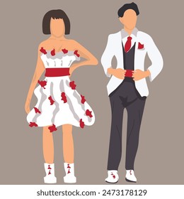 wedding lover couple dress whiter red in valetine day