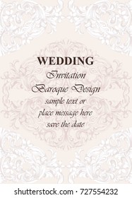 Wedding Luxury invitation card Vector. Royal victorian pattern ornament. Rich rococo background