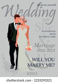 wedding magazine cover design vector