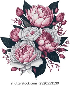 Wedding Magnolia and Rose Flowers Vector