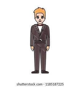 wedding man standing with elegant suit