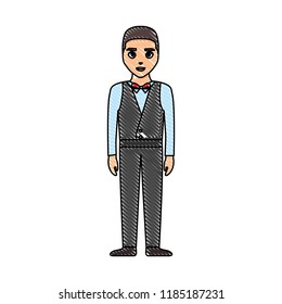 wedding man standing with elegant suit