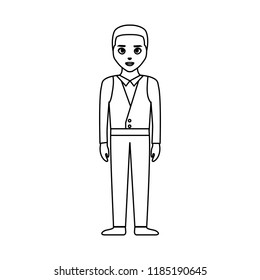 wedding man standing with elegant suit
