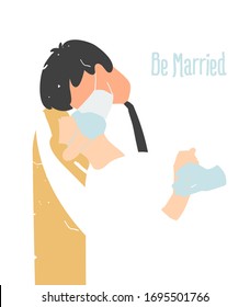 Wedding of a man and a woman during the virus epidemic.  
