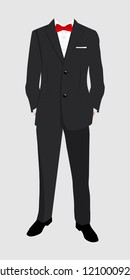 Wedding man's suit and tuxedo. Vector illustration.