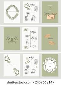 Karte der Hochzeit, Karte. Vektorillustration einer Hochzeitseinladung.