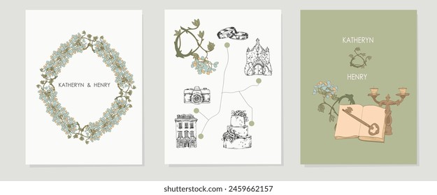 Wedding map,card. Vector illustration of a wedding invitation.