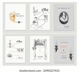 Wedding map,card. Vector illustration of a wedding invitation.