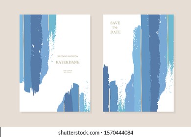 Wedding marble card set. Abstract background with gold elements. Template invitation. Vector illustration 