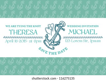 Wedding Marine Invitation Card - in vector