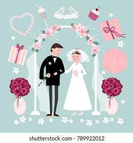 Wedding and marriage couple design.Vector illustration.