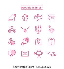 wedding and marriage icon set