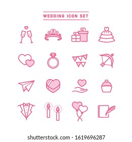 wedding and marriage icon set