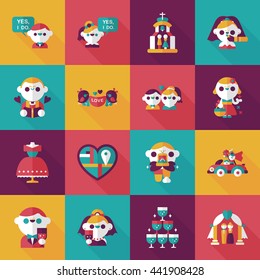 Wedding and marriage icons set
