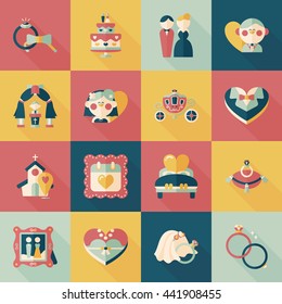 Wedding and marriage icons set