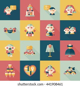 Wedding and marriage icons set