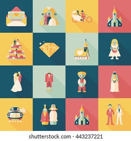 Wedding and marriage icons set